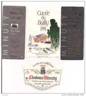 Etiquettes Neuves Et Décollées Châteua MINUTY 1995, 1998 Et 2001 Prestige, Blanc Et Or, Cuvée Du Bailly Et De L'Oratoire - Pink Wines