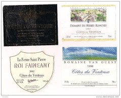 Etiquettes  Décollées Côtes Du Ventoux Dont 1997, 1998, 2002 - - Pink Wines