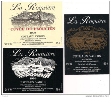 Etiquettes La Roquière Côteaux Varois 1998, 1999 Et Cuvée Du Laoucien 1999 - - Rosé (Schillerwein)