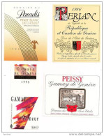 Etiquettes Vin De Suisse Genève : Pinot Blanc Choully 1988, Perlant 1986, Gamay Primeur 1993 Et Peissy Gamay - Collections & Sets