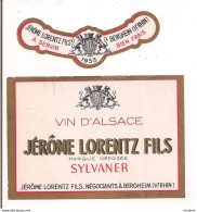 Etiquette Sylvaner 1953 - Jérôme Lorentz Fils à Bergheim - - Weisswein