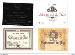 Etiquettes  Châteauneuf Du Pape: Cuvée Pretige 2007, Clos Val Aouri 2008, Château La Mitre 2011 - - Côtes Du Rhône