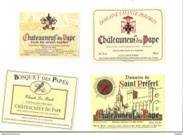 Etiquettes  Châteauneuf Du Pape: Clos Du Mont Olivet, Chante Le Merle, Domaine Chante Perdrix, Saint Préfert - - Côtes Du Rhône