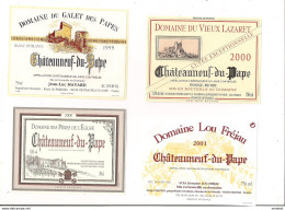 Etiquettes  Châteauneuf Du Pape: Domaine Du Galet Des Papes 1999, Vieux Lazaret, Pères De L'Eglise, Lou Frejau 2001 - Côtes Du Rhône