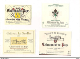 Etiquettes  Châteauneuf Du Pape: Domaine De La Solitude 1999, Saint Siffrin 1999, Château La Nerthe Et Domaine Fontavin - Côtes Du Rhône