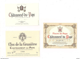 Etiquettes  Châteauneuf Du Pape: Clos De La Granière 1998, Fiacre Du Pape 1998 - - Côtes Du Rhône