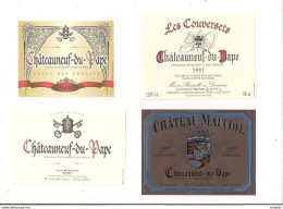 Etiquettes  Châteauneuf Du Pape: Clefs Des Prélats, Les Couversets 1997 Vignes De 50 Ans, Château Maucoil 1998 - - Côtes Du Rhône