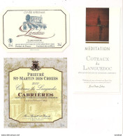 Etiquettes Côteaux Du Languedoc - Cuvée Landau - Prieuré St Martin Des Crozes 2000 - Méditation - - Languedoc-Roussillon