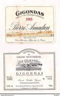 2 étiquettes Décollées  - Gigondas 1985 - Pierre Amadieu Et  1989 Domaine Du Grand Montmirail - - Côtes Du Rhône