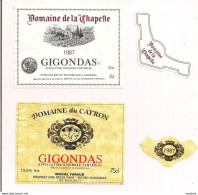 2 étiquettes Décollées  - Gigondas 1987 - Domaine De La Chapelle Christian Meffre , Du Cayron Michel Faraud - - Côtes Du Rhône