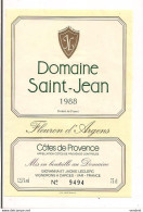 étiquette BANDOL 1988 -Domaine Saint-Jean - Fleuron D'Argens - Giovanna Et Jackie Leclerc à Carcès - - Pink Wines