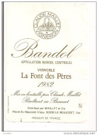 Etiquette  Bandol Vignoble La Font Des Pères - 1982 - Claude Maillet Au Beausset - Décollée - - Vino Rosato