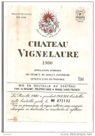 Etiquette Côteaux D'Aix En Provence - Château Vignelaure 1980 - G.Brunet à Rians - Décollée - - Vino Rosato