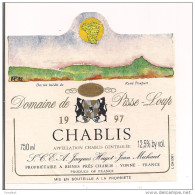 Etiquette Vin De CHABLIS 1997 Domaine De Pisse-loup - Dessin De René Poupart - - Witte Wijn