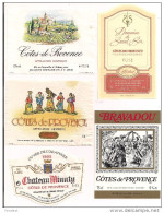 Etiquettes Décollées Côtes De Provence Dont Château Minuty 1995 , Bravadou - Vino Rosado