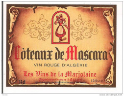 Etiquette Vin D'Algérie  Côteaux De Mascara - Les Vins De La Marjolaine - - Lots & Sammlungen