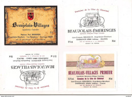 4 étiquettes  Beaujolais Villages , Primeur Et Emeringes - Mme Paul Et Jean-François Bergeron, Juliénas - - Beaujolais