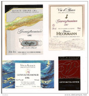 Etiquettes Vin D'Alsace Gewurztraminer 1992 Rieflé, 1996 Ribeauvillé, 1997 M.Heckmann Et De Wolfberger - - Witte Wijn