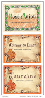 3 étiquettes  Appellation   Rosé D'ANJOU - COTEAUX Du LAYON Et TOURAINE -  Imp. Gensay Pichot - - Collections & Sets