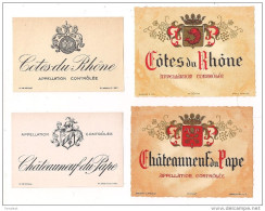4 étiquettes  Appellation COTES Du RHONE Et CHATEAUNEUF Du PAPE - Imp. Gensay Pichot - - Côtes Du Rhône