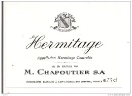 Etiquette HERMITAGE Chapoutier à  Tain L'Hermitage -- - Côtes Du Rhône