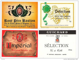 Etiquettes Vin  Rosé Père Bastien, Pelure D'oignon, Sélection Et Impérial  , Ets Guichard à Nantes - - Collections, Lots & Séries