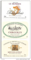 Etiquettes Crus Du BEAUJOLAIS Le Signerin, Chiroublles Domaine Plaforet Et Moulin à Vent Prieuré St  Romain - - Beaujolais