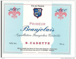 Etiquettes Vin  Du Beaujolais: Primeur 2000, Petit Diable Primeur, 2  Cave De Bully,et Domaine Du Peynaud - - Beaujolais