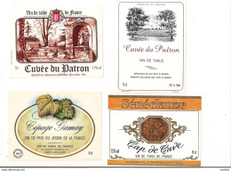 4 Etiquettes Vin : Cépage Gamay Glatigny-Rahard, Cuvée Du Patron Domaines Fabre Pierrefeu, Sénéclauze Cap De Cuve - - Lots & Sammlungen
