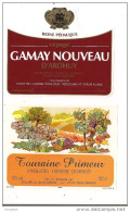 Etiquettes  Vin  De Touraine Primeur Et Gamay Nouveau Reine Pédauque -- - Verzamelingen, Voorwerpen En Reeksen