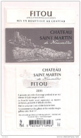 Etiquette  Décollée Fitou - 2011 -  Château Saint-Martin De Nouvelles - Tuchan - - Languedoc-Roussillon
