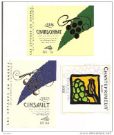 3 Etiquettes  Vin De Pays D'Oc 2002 Et 2004 Cinsault, Chanteprimeur Blanc Et Chardonnay - - Languedoc-Roussillon