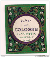Etiquette Eau De Cologne Sanetta Sanders & Cie à Leyde - - Labels