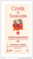 ETiquette Cuvée  Du Sanglier - Côtes De Provence 2005 - Cave Des Vignerons De Cogolin - - Roséwijn