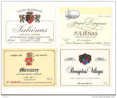 Etiquettes De Vin BEAUJOLAIS Villages, Juliénas Et Mercurey - - Beaujolais