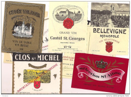 Lot 11 étiquettes Anciennes  Vin Belges Castel St Georges,clos St Michel,Bellevigne,cuvée Valnoir,Domaine St Jean, ..... - Collections & Sets
