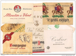 Lot 10 étiquettes Anciennes  Vin Bourgogne, Corbier à Bordeaux, Gaillac, Roc D'or..... - Verzamelingen, Voorwerpen En Reeksen