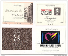 4 Etiquettes BEAUJOLAIS  Sylvain Fessy - Imp. Clos Du Moulin  - - Beaujolais