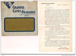 Algérie: Grandes Caves Oranaises: Publcité Complète: Enveloppe EMA, Lettre 01.10.1955, Tryptique Tarif, BdeC ... - Alcohols