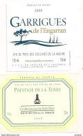 Etiquettes Garrigues De L'Enguerran 2000 Collines De La Moure Et Prestige De La Serre 1999 Côtes De Thau - - Languedoc-Roussillon