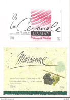 Etiquettes Ardèche "la Cevenole" 2008 François André 2008 Et Marsanne Vin Pays Des Collines Rhodaniennes - - Witte Wijn