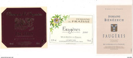 Etiquettes Faugères Domaine De La Reynardière, Du Fraïsse 2000 Et Bénézech - - Languedoc-Roussillon