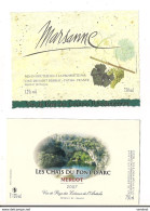 Etiquettes Ardèche Chais  Du Pont D'Arc Merlot 2007 Et Marsanne Vin Pays Des Collines Rhodaniennes - - Vino Bianco