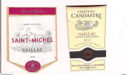 Etiquettes  Décollées Gaillac Saint Michel 2016 Grande Réserve Et Château Candastre 2017 - - Gaillac