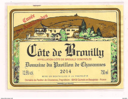 Etiquette  Décollée  Côte De Brouilly - 2014 - Domaine Du Pavillon Des Chavannes - Cuvée Des Ambassades - Quincié - - Beaujolais