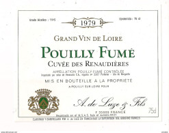 Etiquette  Pouilly Fumé -  Cuvée Des Renaudières  - 1979 - A.de Luze & Fils - - Blancs