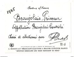 Etiquette  Beaujolais Primeur - 1985 - A.Bichot à Beaune - - Beaujolais