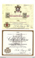 2 Etiquettes  Côtes Du Rhône - 1978 Domaine De Roquevignan Et Châteauneuf Du Pape  1980 - - Côtes Du Rhône