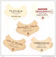 étiquettes Beaujolais: Primeur, Aligoté, Fleurie, Chiroubles Et Côte De Brouilly - - Beaujolais