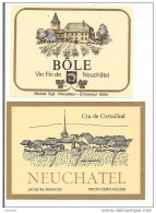 Etiquettes Vin De Suisse: Neuchâtel : Bôle M.Egli Et Cru De Cortaillod J.Renaud - - Collections, Lots & Séries